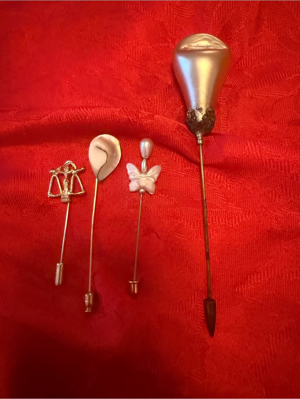 Vintage Silver-Tone Hat Pins Set - Decorative Silver Accent